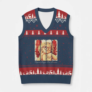 Retro Cupid Says Six Seven V-Neck Knit Sweater Vest 67 Valentines Day TS12 Navy Red Print Your Wear