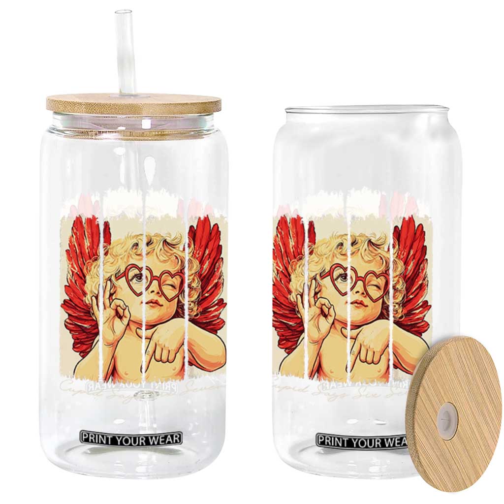 Retro Cupid Says Six Seven Glass Can 67 Valentines Day TS12 Print Your Wear