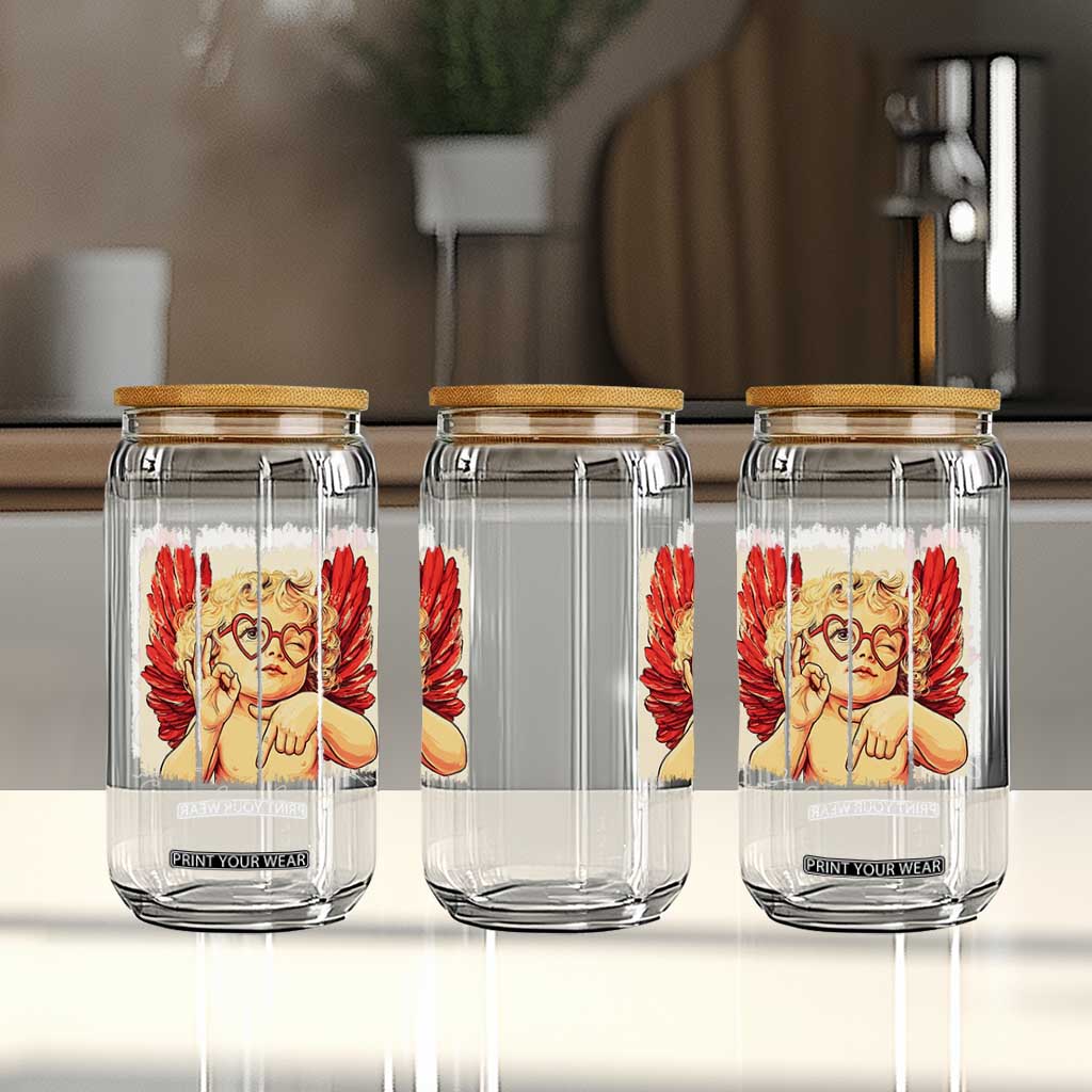 Retro Cupid Says Six Seven Glass Can 67 Valentines Day TS12 Print Your Wear