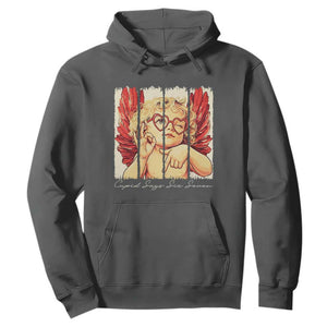 Retro Cupid Says Six Seven Hoodie 67 Valentines Day TS12 Dark Heather Print Your Wear