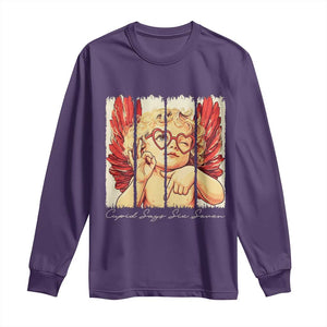 Retro Cupid Says Six Seven Long Sleeve Shirt 67 Valentines Day TS12 Purple Print Your Wear