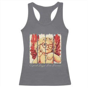 Retro Cupid Says Six Seven Racerback Tank Top 67 Valentines Day TS12 Charcoal Print Your Wear