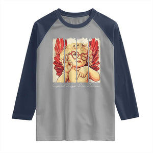 Retro Cupid Says Six Seven Raglan Shirt 67 Valentines Day TS12 Sport Gray Navy Print Your Wear