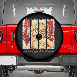 Retro Cupid Says Six Seven Spare Tire Cover 67 Valentines Day TS12 Black Print Your Wear