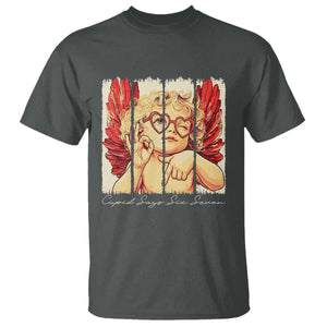 Retro Cupid Says Six Seven T Shirt 67 Valentines Day TS12 Dark Heather Print Your Wear
