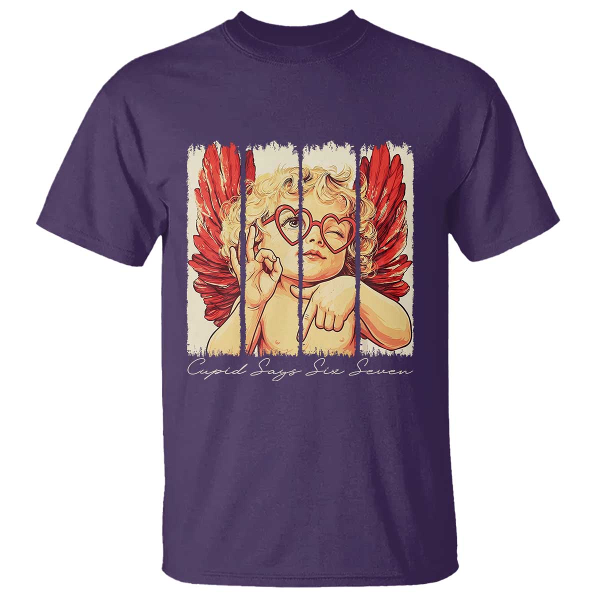 Retro Cupid Says Six Seven T Shirt 67 Valentines Day TS12 Purple Print Your Wear