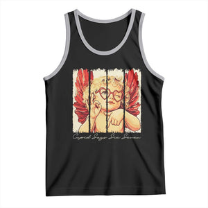 Retro Cupid Says Six Seven Tank Top 67 Valentines Day TS12 Black Athletic Heather Print Your Wear