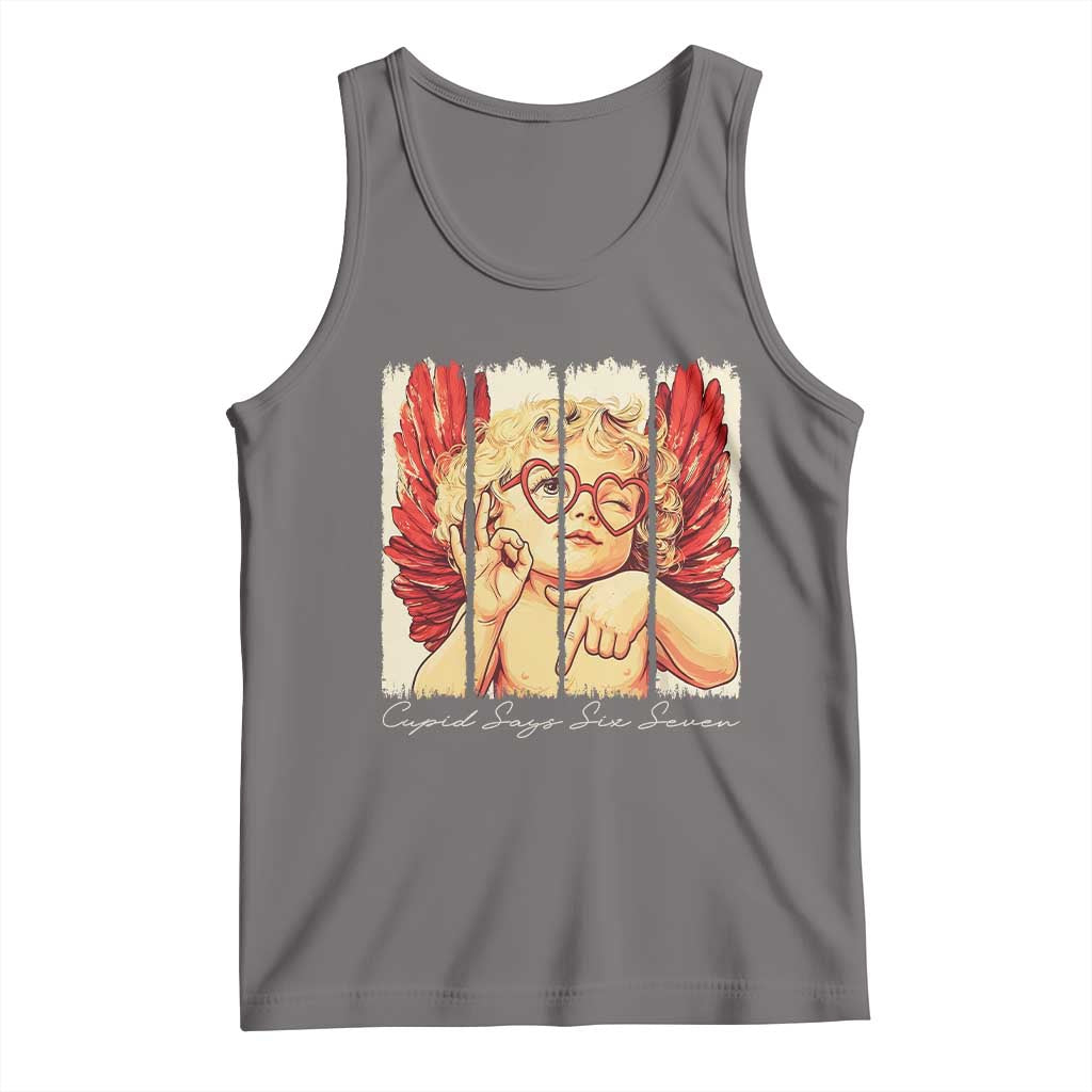 Retro Cupid Says Six Seven Tank Top 67 Valentines Day TS12 Deep Heather Print Your Wear