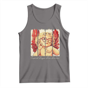 Retro Cupid Says Six Seven Tank Top 67 Valentines Day TS12 Deep Heather Print Your Wear
