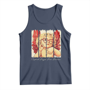 Retro Cupid Says Six Seven Tank Top 67 Valentines Day TS12 Navy Print Your Wear