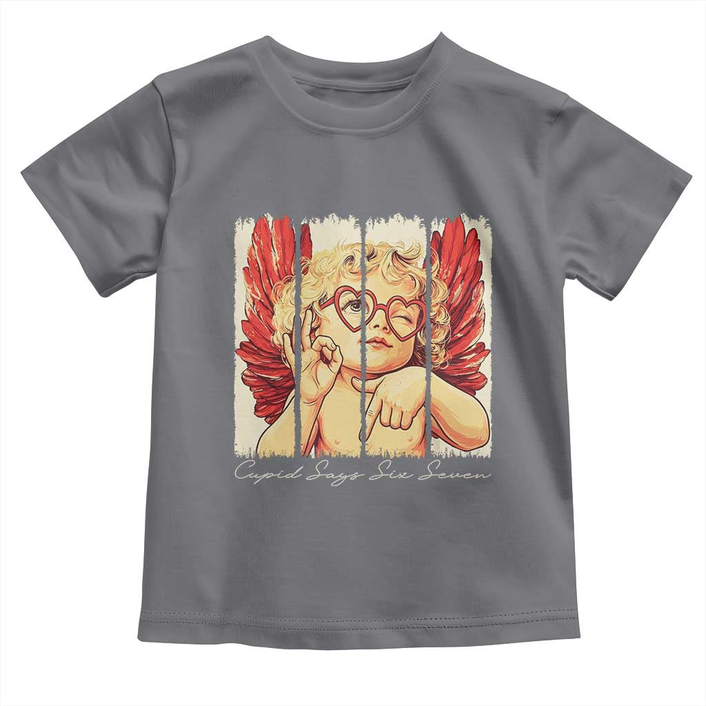 Retro Cupid Says Six Seven Toddler T Shirt 67 Valentines Day TS12 Charcoal Print Your Wear