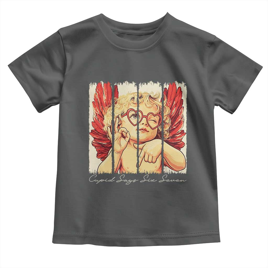 Retro Cupid Says Six Seven Toddler T Shirt 67 Valentines Day TS12 Dark Heather Print Your Wear
