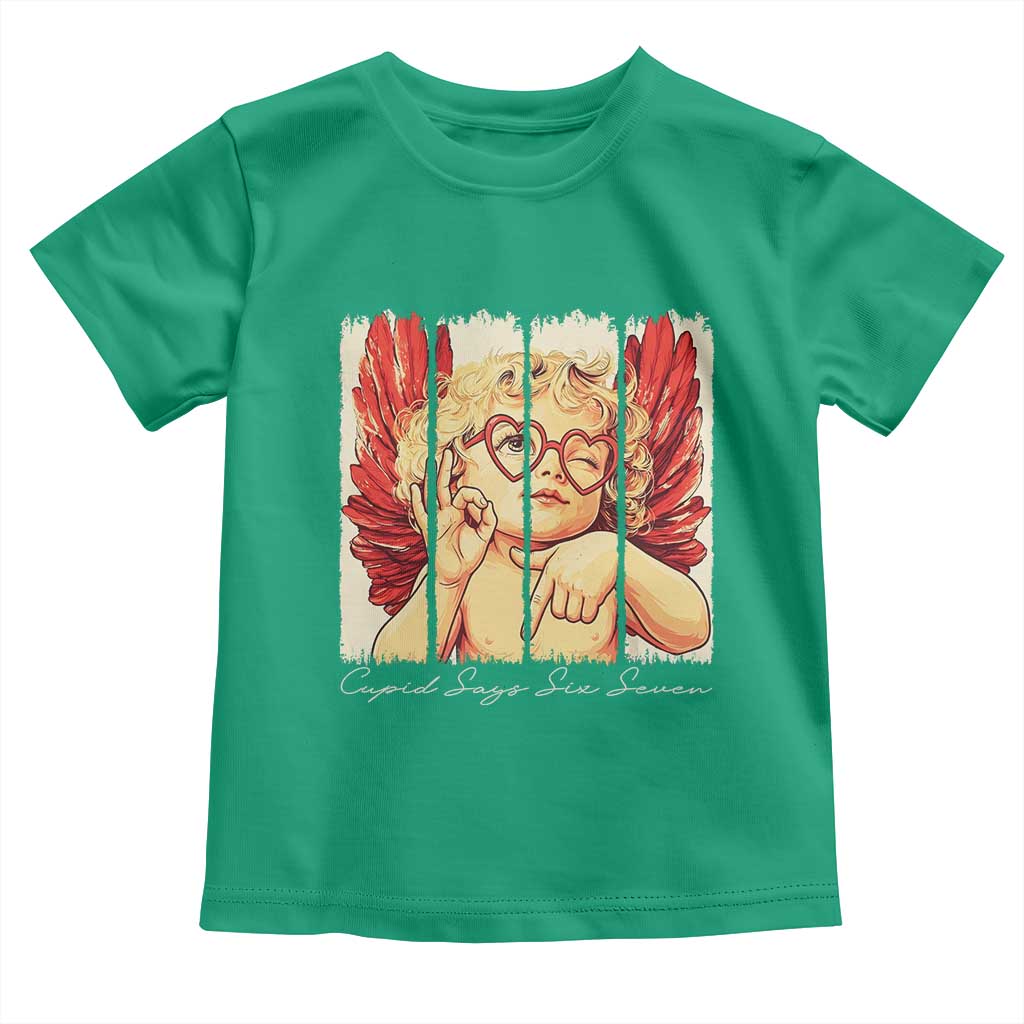 Retro Cupid Says Six Seven Toddler T Shirt 67 Valentines Day TS12 Irish Green Print Your Wear