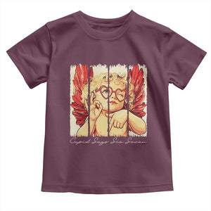 Retro Cupid Says Six Seven Toddler T Shirt 67 Valentines Day TS12 Maroon Print Your Wear