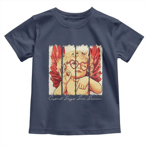 Retro Cupid Says Six Seven Toddler T Shirt 67 Valentines Day TS12 Navy Print Your Wear