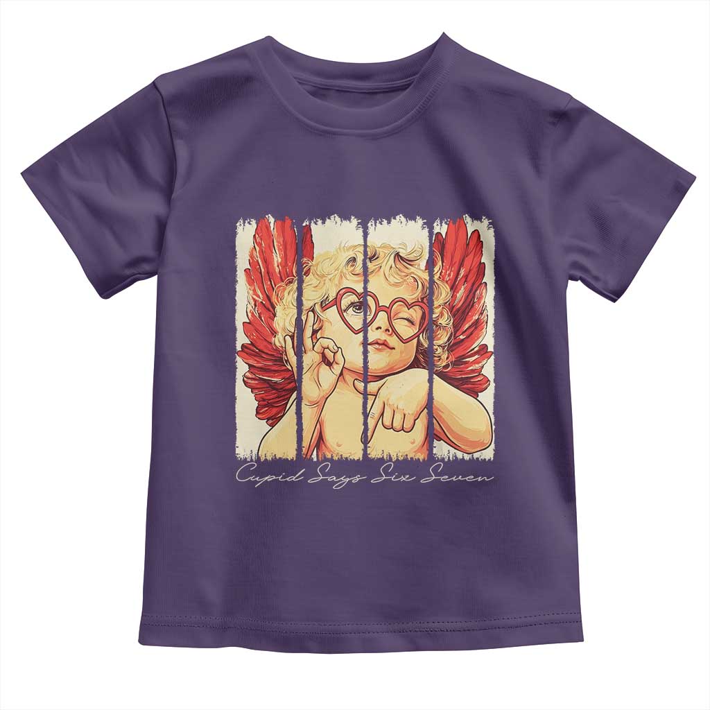 Retro Cupid Says Six Seven Toddler T Shirt 67 Valentines Day TS12 Purple Print Your Wear