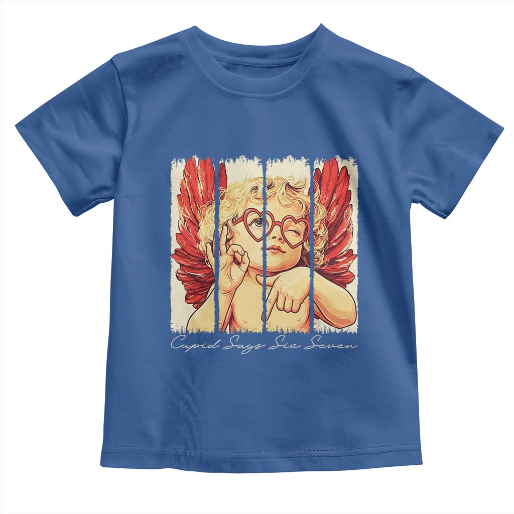 Retro Cupid Says Six Seven Toddler T Shirt 67 Valentines Day TS12 Royal Blue Print Your Wear