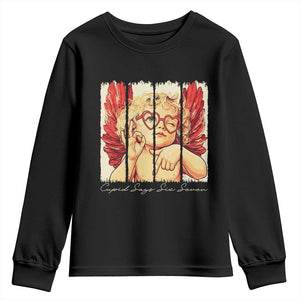 Retro Cupid Says Six Seven Youth Sweatshirt 67 Valentines Day TS12 Black Print Your Wear