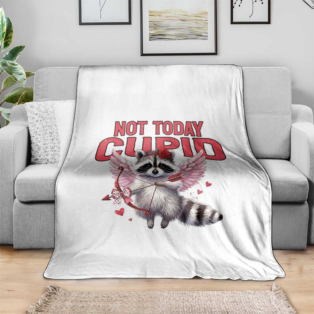 Funny Raccoon Cupid Anti Valentine Throw Blanket Not Today Cupid TS12 Print Your Wear