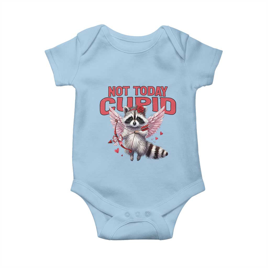 Funny Raccoon Cupid Anti Valentine Baby Onesie Not Today Cupid TS12 Light Blue Print Your Wear