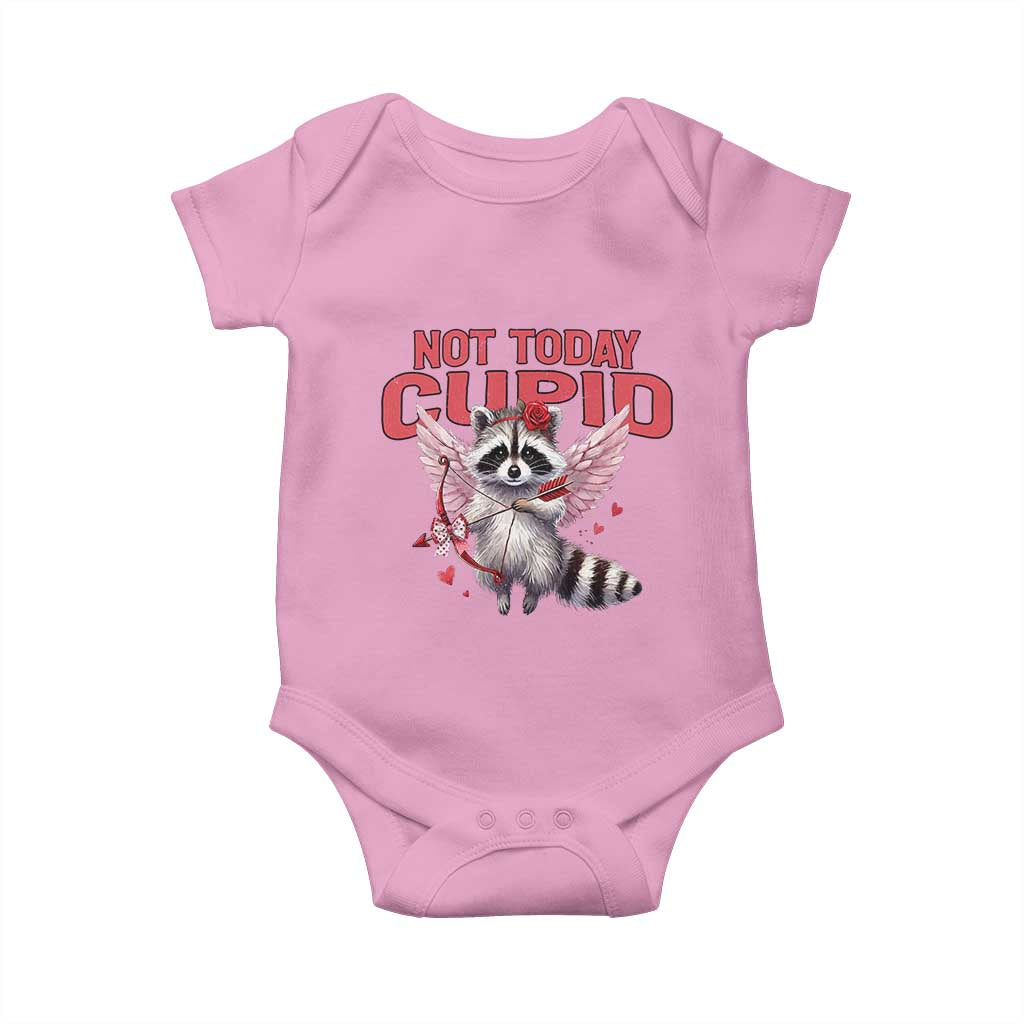 Funny Raccoon Cupid Anti Valentine Baby Onesie Not Today Cupid TS12 Light Pink Print Your Wear