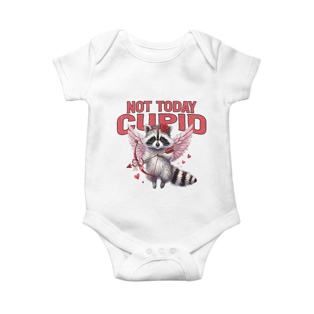 Funny Raccoon Cupid Anti Valentine Baby Onesie Not Today Cupid TS12 White Print Your Wear