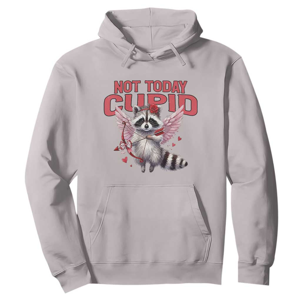 Funny Raccoon Cupid Anti Valentine Hoodie Not Today Cupid TS12 Ice Gray Print Your Wear