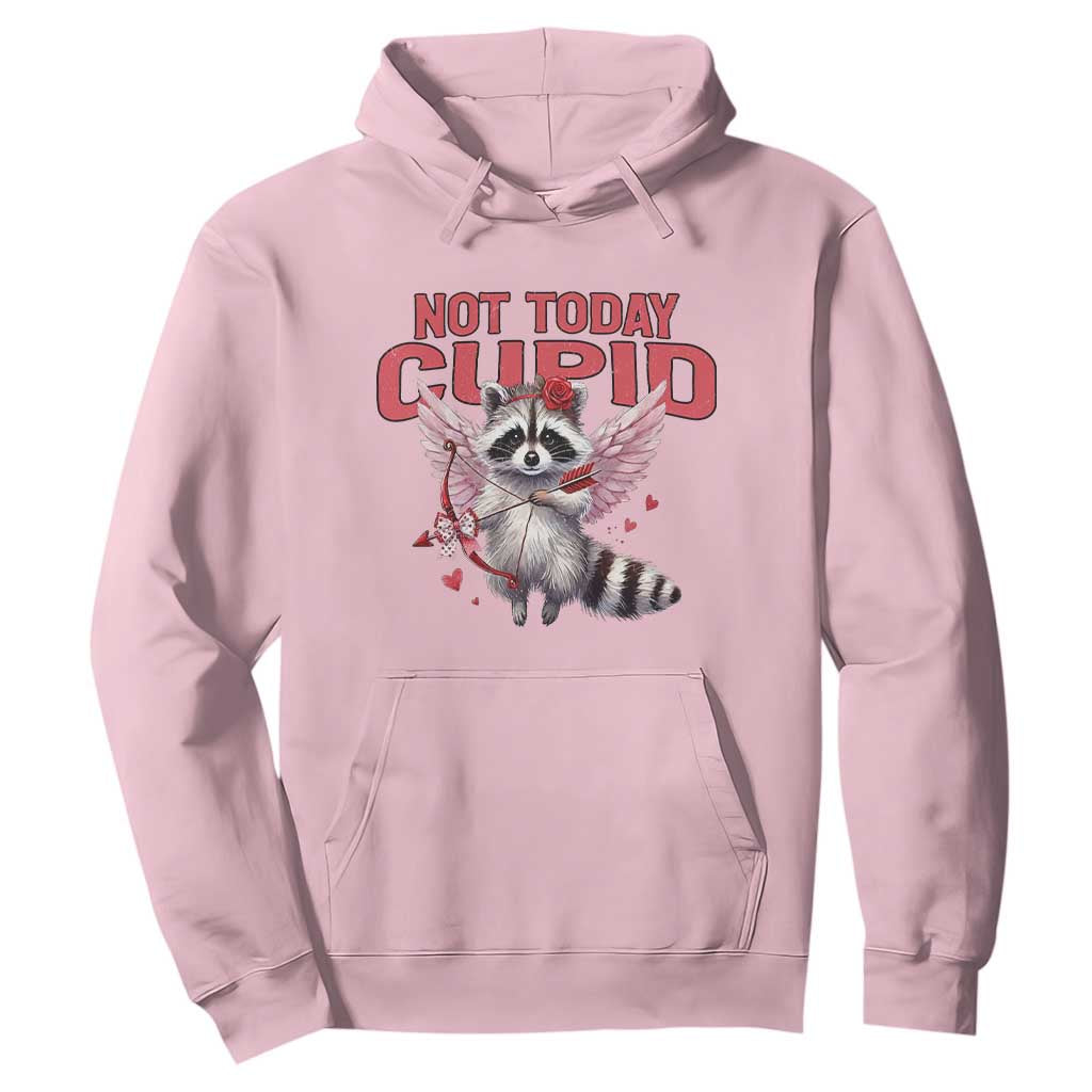 Funny Raccoon Cupid Anti Valentine Hoodie Not Today Cupid TS12 Light Pink Print Your Wear