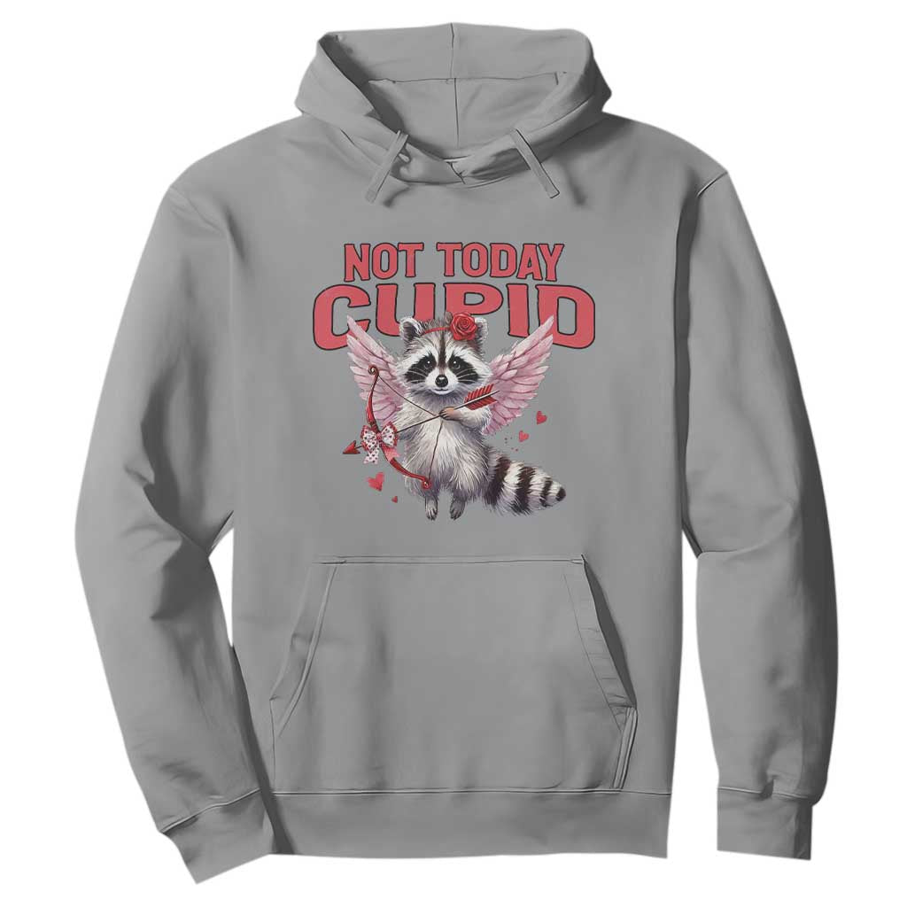 Funny Raccoon Cupid Anti Valentine Hoodie Not Today Cupid TS12 Sport Gray Print Your Wear
