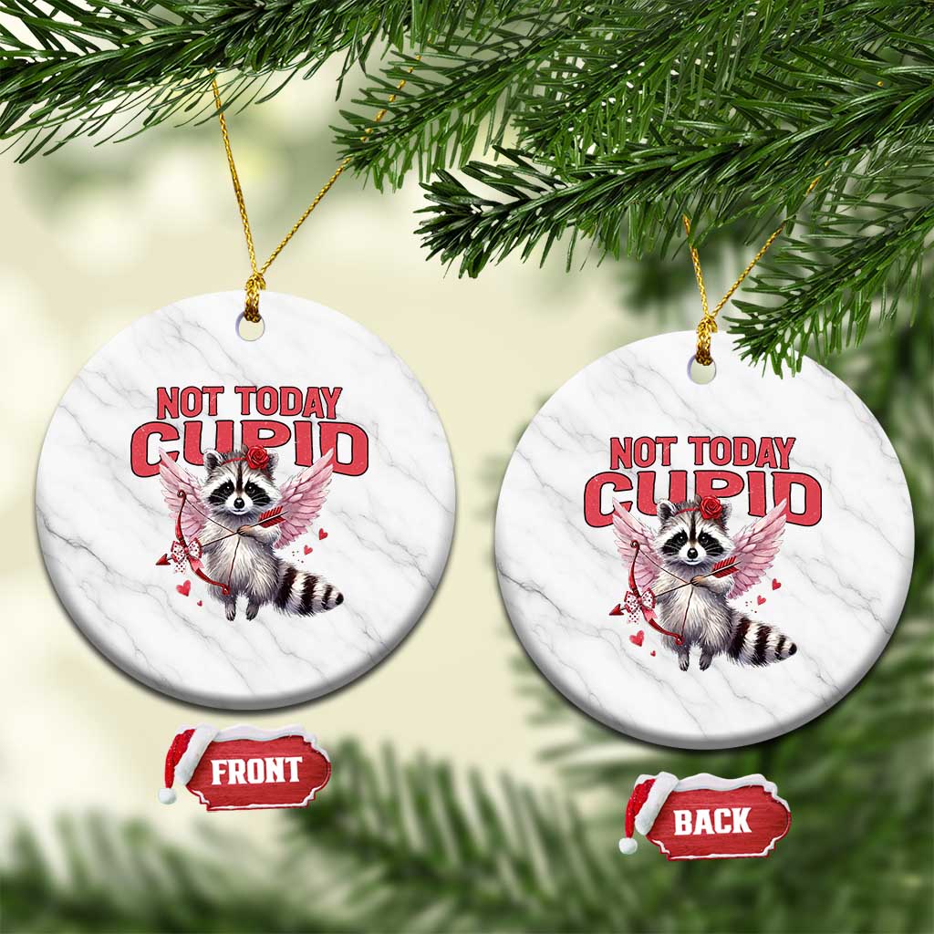 Funny Raccoon Cupid Anti Valentine Ceramic Ornament Not Today Cupid TS12 1pc White Marble Print Your Wear
