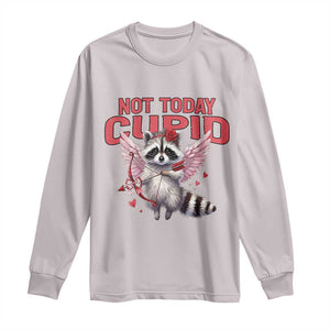 Funny Raccoon Cupid Anti Valentine Long Sleeve Shirt Not Today Cupid TS12 Ice Gray Print Your Wear