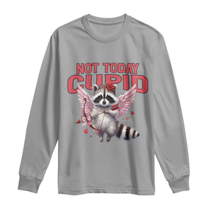 Funny Raccoon Cupid Anti Valentine Long Sleeve Shirt Not Today Cupid TS12 Sport Gray Print Your Wear