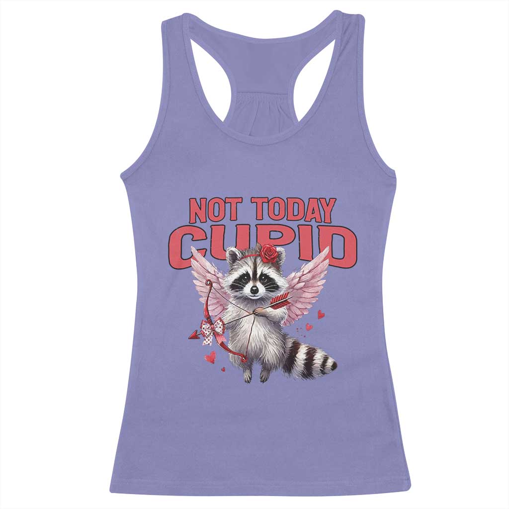 Funny Raccoon Cupid Anti Valentine Racerback Tank Top Not Today Cupid TS12 Violet Print Your Wear