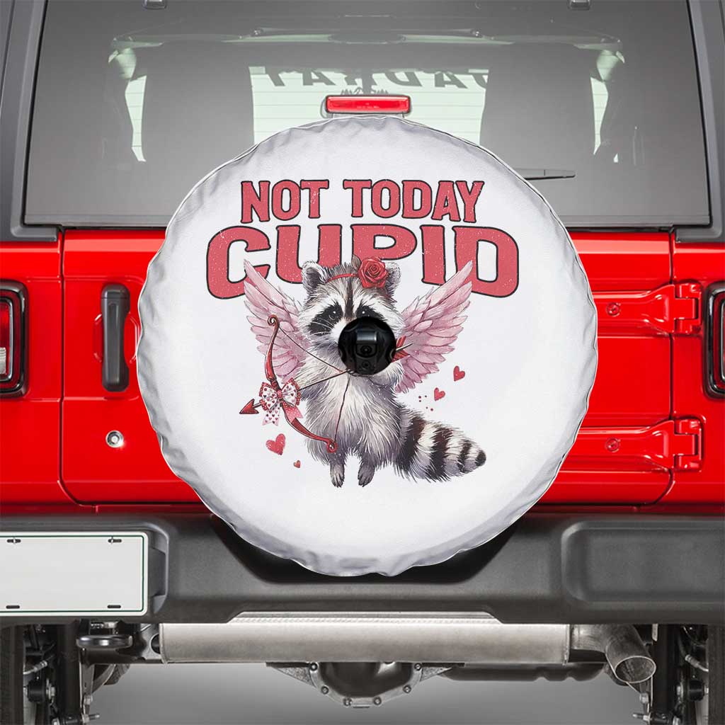 Funny Raccoon Cupid Anti Valentine Spare Tire Cover Not Today Cupid TS12 White Print Your Wear