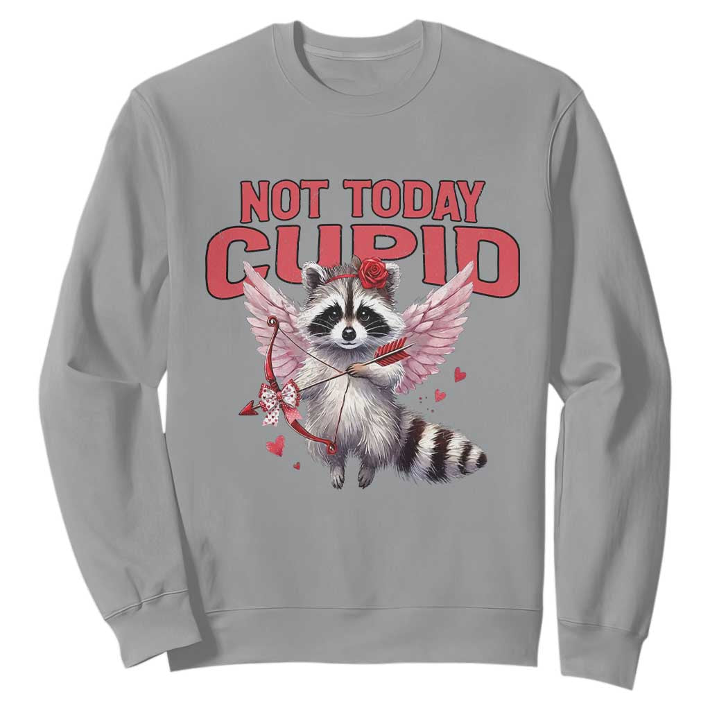 Funny Raccoon Cupid Anti Valentine Sweatshirt Not Today Cupid TS12 Sport Gray Print Your Wear