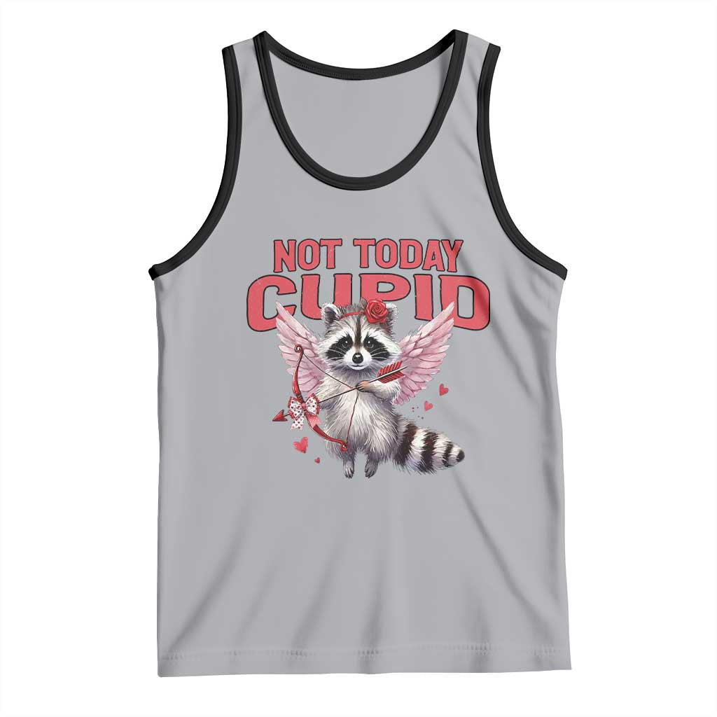 Funny Raccoon Cupid Anti Valentine Tank Top Not Today Cupid TS12 Athletic Heather Black Print Your Wear