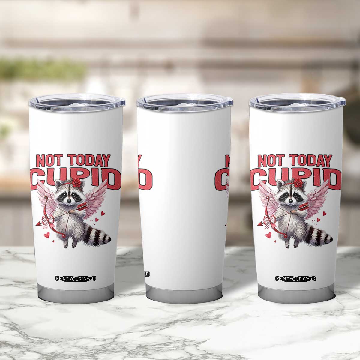 Funny Raccoon Cupid Anti Valentine Tumbler Cup Not Today Cupid TS12 Print Your Wear
