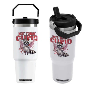 Funny Raccoon Cupid Anti Valentine Flip Straw Tumbler Not Today Cupid TS12 One Size: 30 oz White Print Your Wear