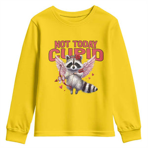 Funny Raccoon Cupid Anti Valentine Youth Sweatshirt Not Today Cupid TS12 Daisy Print Your Wear