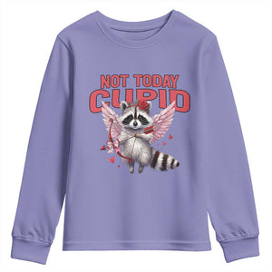 Funny Raccoon Cupid Anti Valentine Youth Sweatshirt Not Today Cupid TS12 Violet Print Your Wear