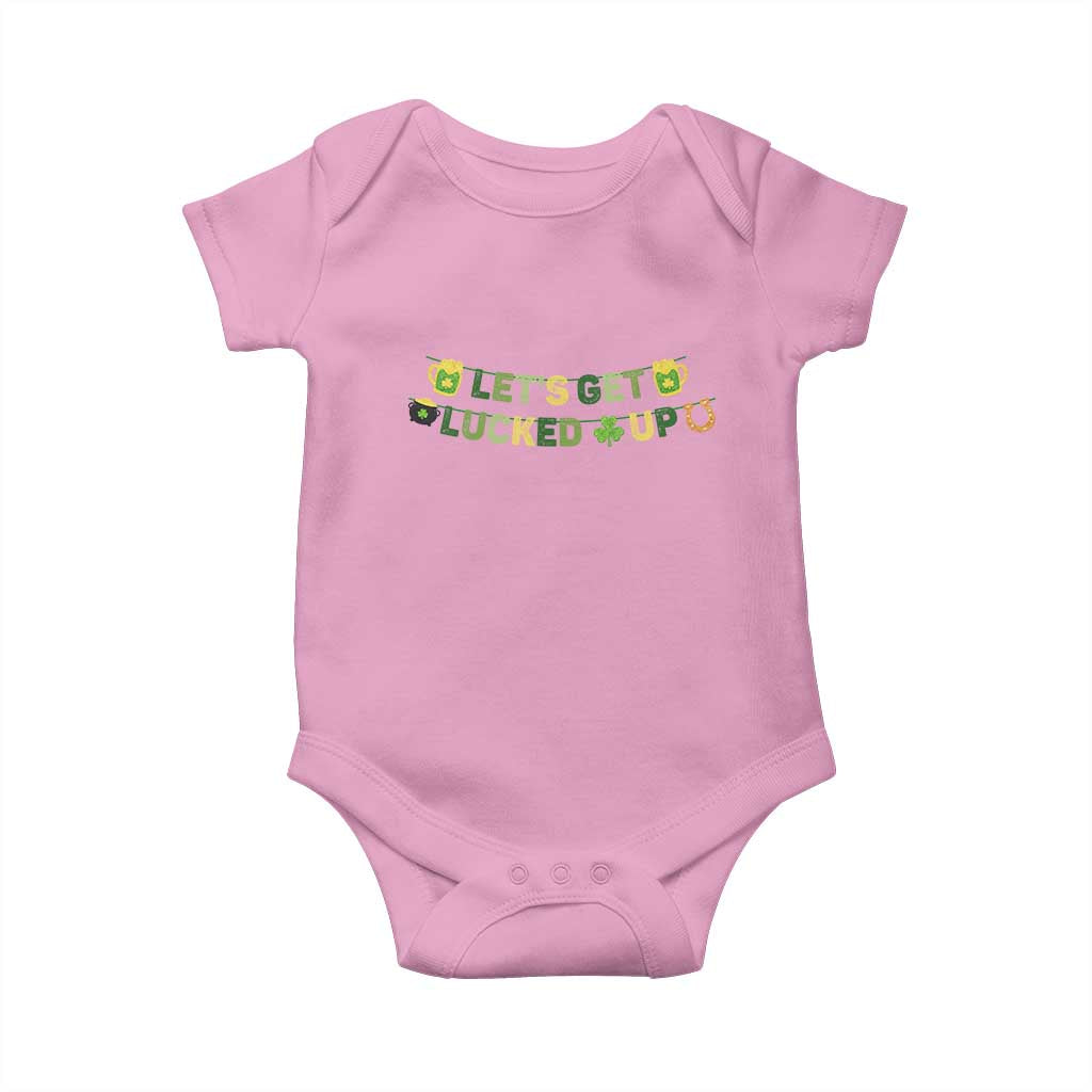 Lets Get Lucked Up Baby Onesie St Patricks Day Drinking TS12 Light Pink Print Your Wear