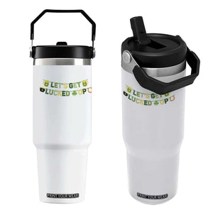 Lets Get Lucked Up Flip Straw Tumbler St Patricks Day Drinking TS12 One Size: 30 oz White Print Your Wear