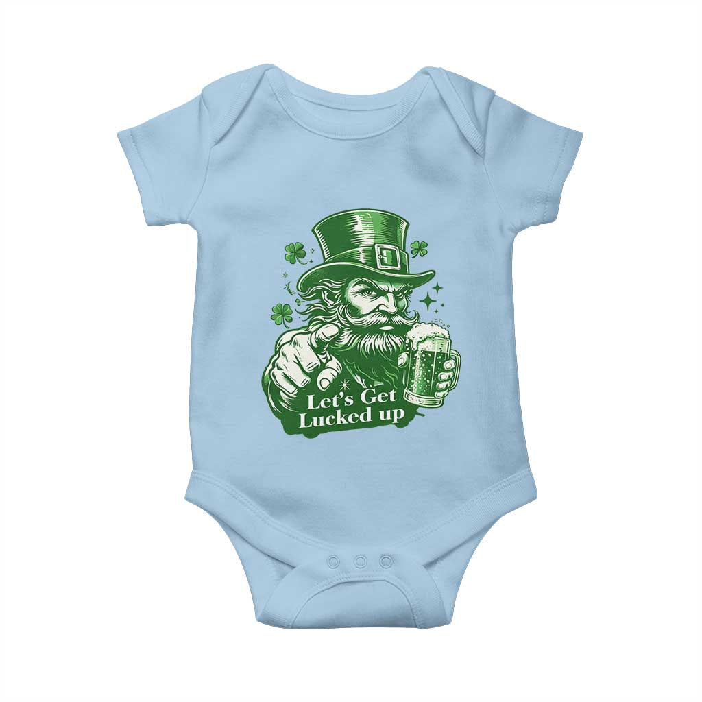 Lets Get Lucked Up Baby Onesie St Patricks Day Party Humor TS12 Light Blue Print Your Wear