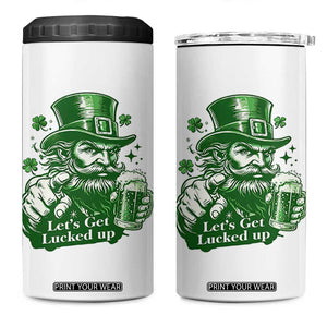 Lets Get Lucked Up 4 in 1 Can Cooler Tumbler St Patricks Day Party Humor TS12 One Size: 16 oz White Print Your Wear