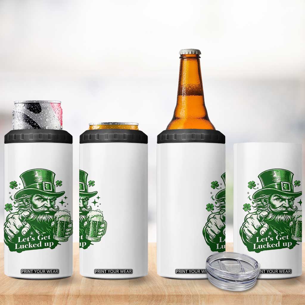 Lets Get Lucked Up 4 in 1 Can Cooler Tumbler St Patricks Day Party Humor TS12 Print Your Wear