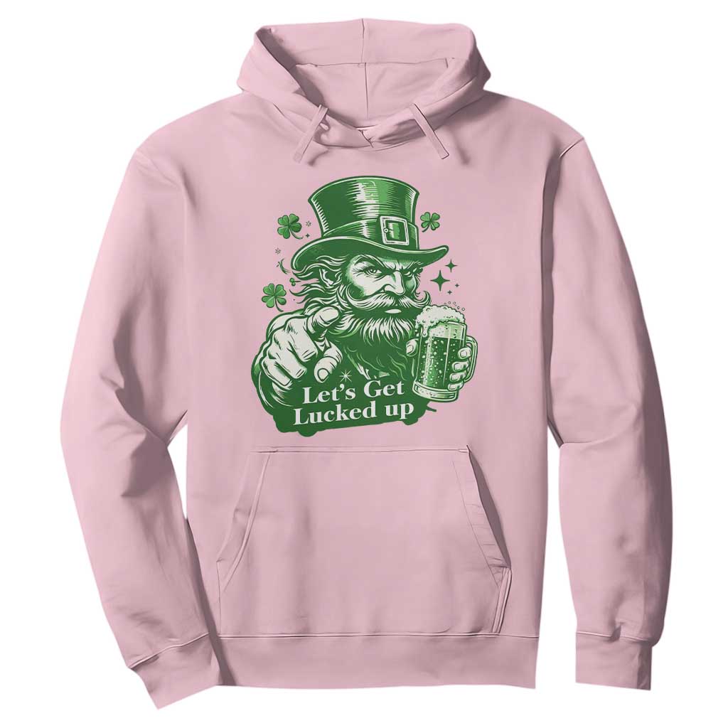 Lets Get Lucked Up Hoodie St Patricks Day Party Humor TS12 Light Pink Print Your Wear