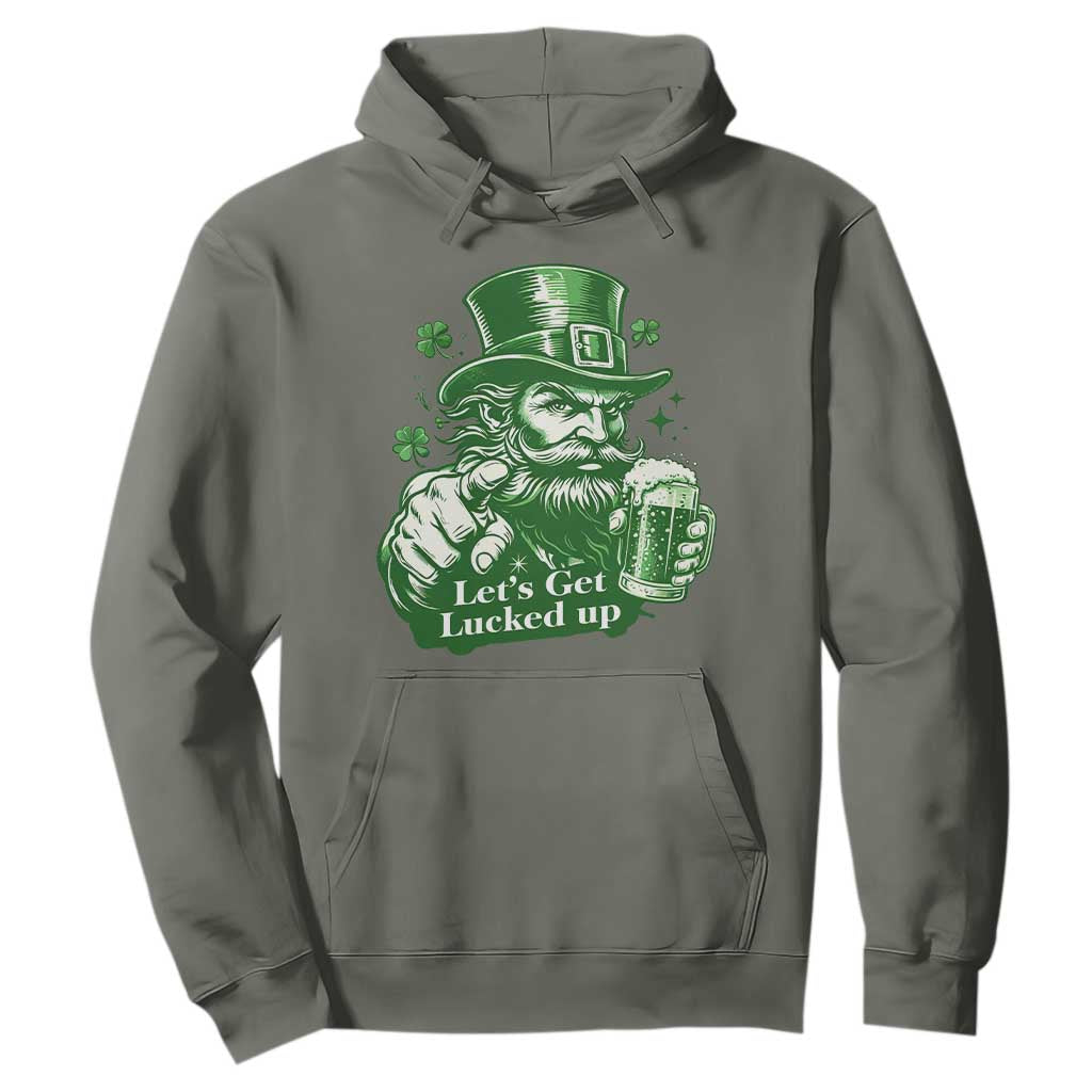 Lets Get Lucked Up Hoodie St Patricks Day Party Humor TS12 Military Green Print Your Wear