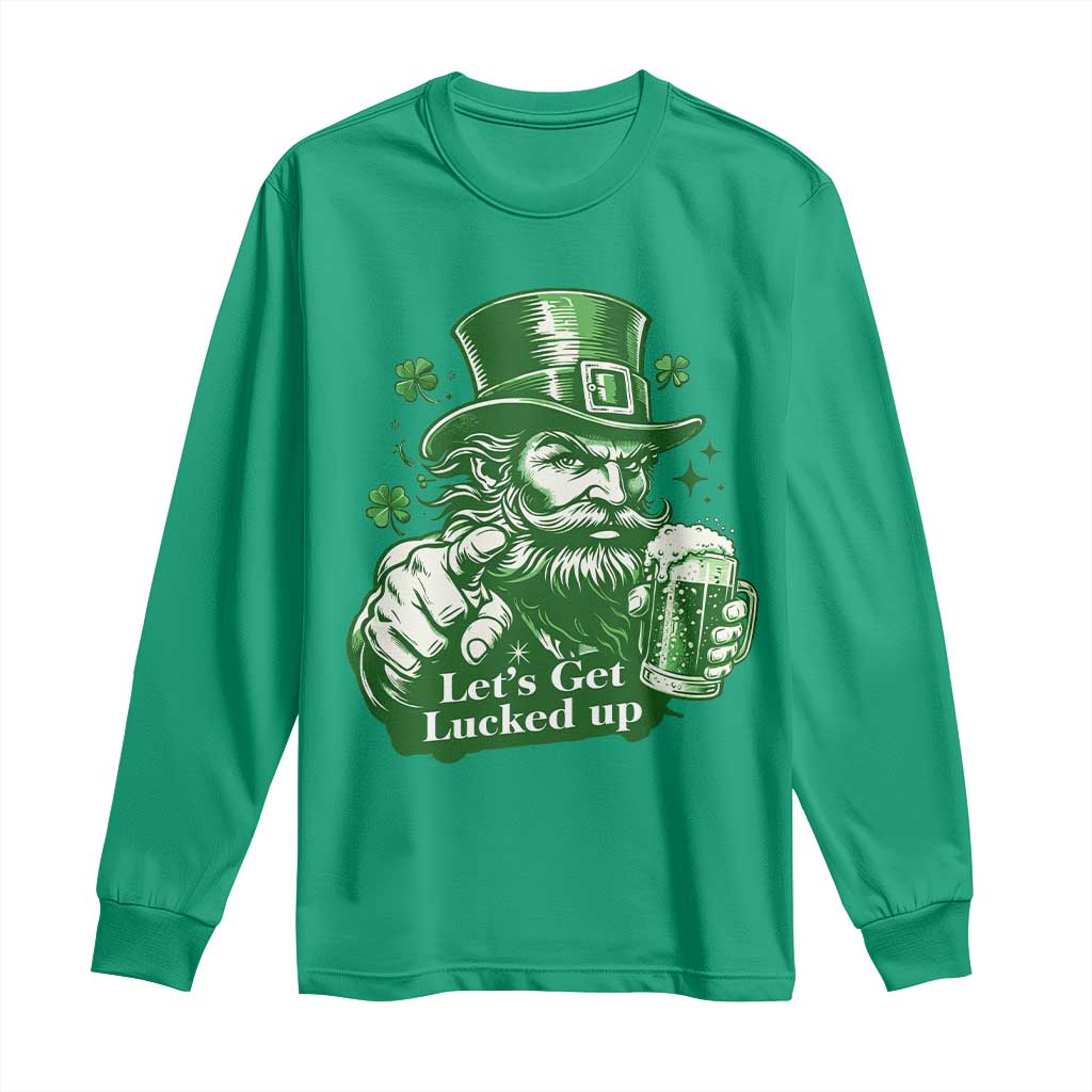 Lets Get Lucked Up Long Sleeve Shirt St Patricks Day Party Humor TS12 Irish Green Print Your Wear