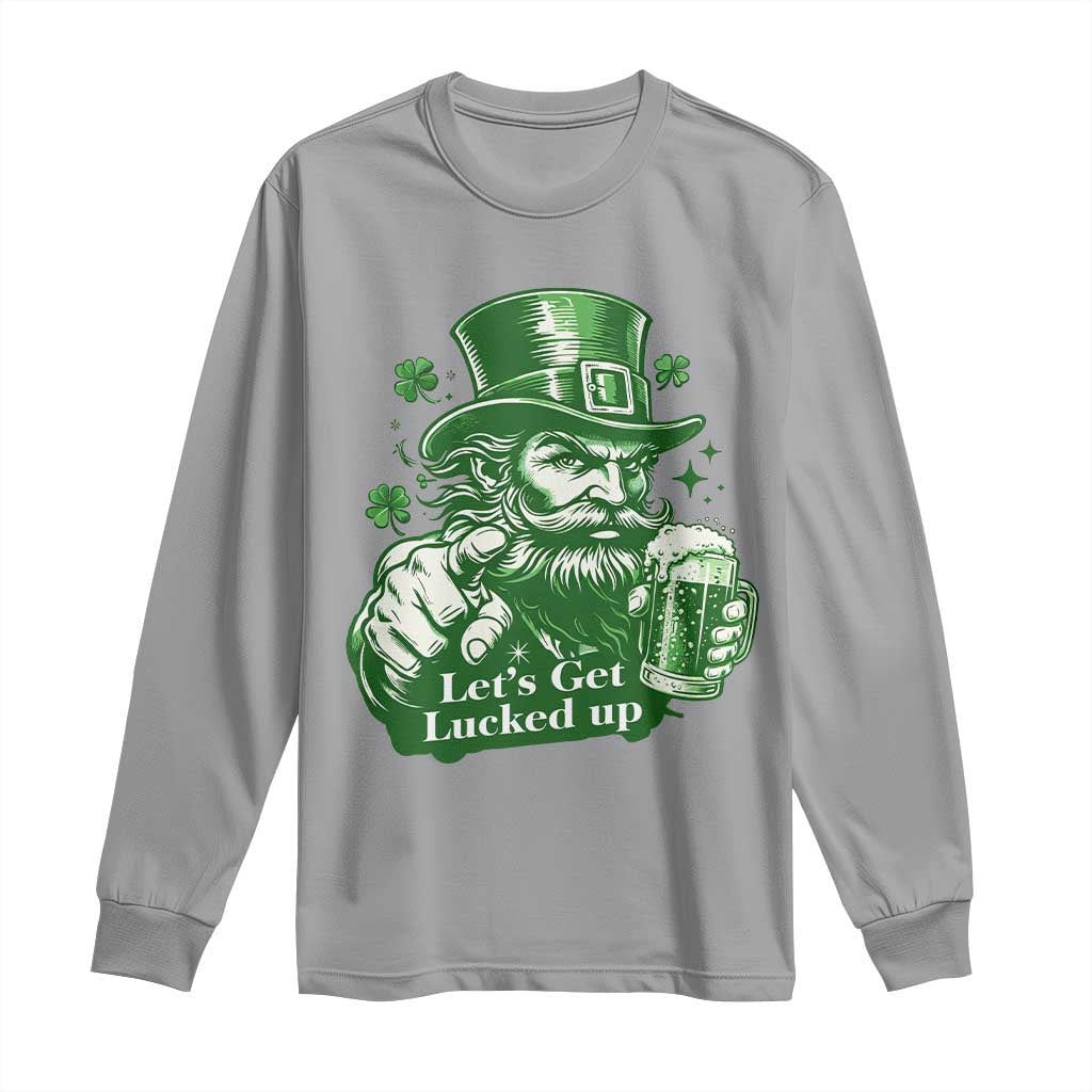Lets Get Lucked Up Long Sleeve Shirt St Patricks Day Party Humor TS12 Sport Gray Print Your Wear