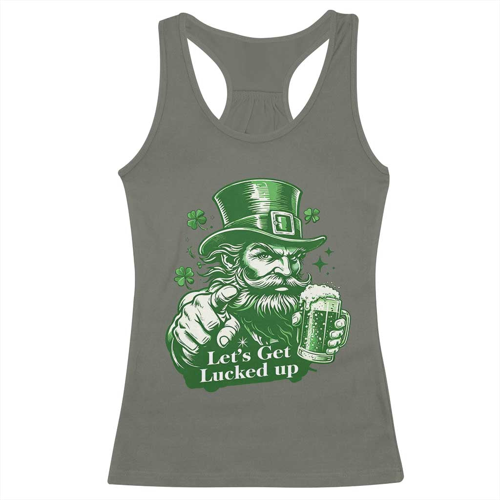 Lets Get Lucked Up Racerback Tank Top St Patricks Day Party Humor TS12 Military Green Print Your Wear